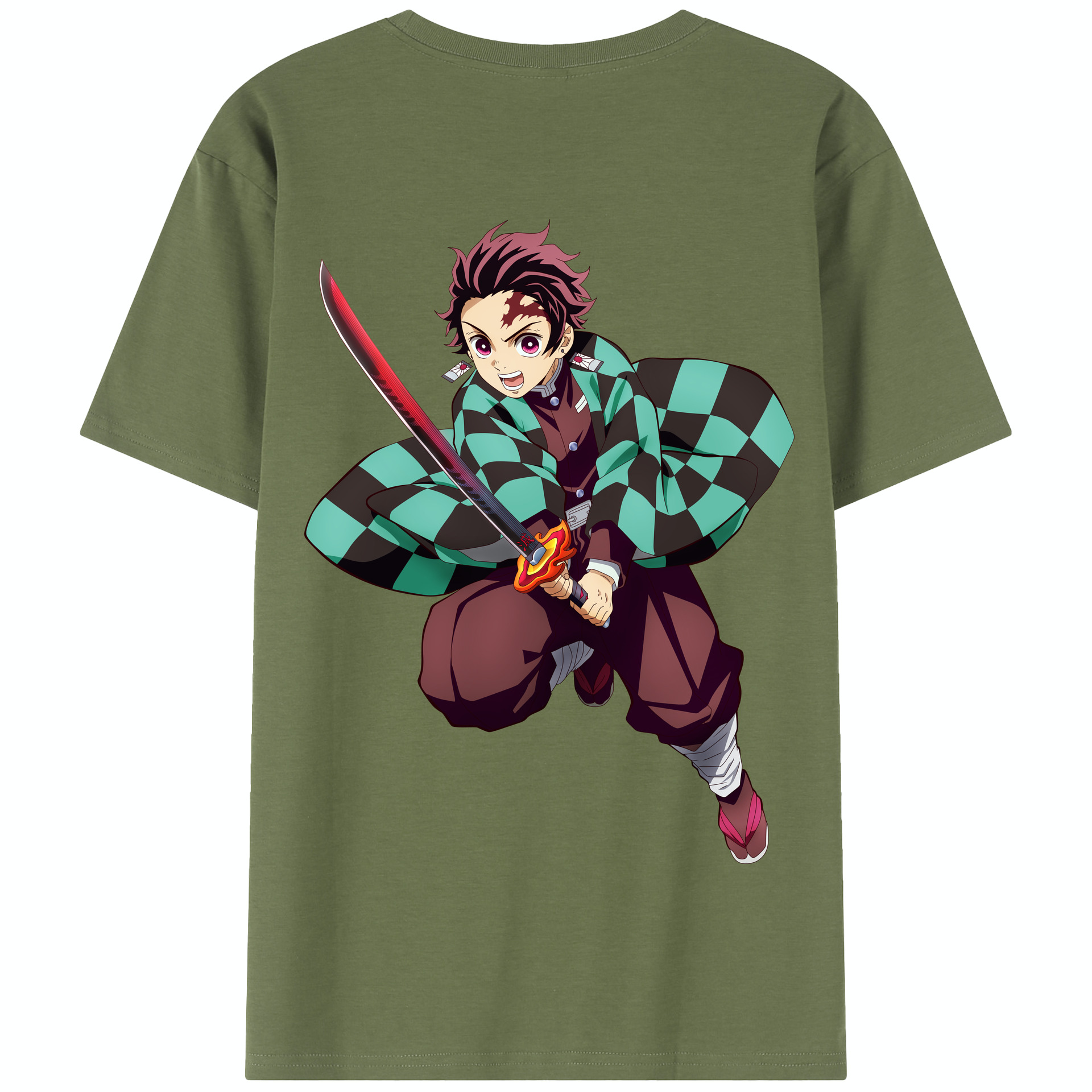 （画像用） 鬼滅の刃 竈門 炭治郎／かまど たんじろう Kamado Tanjirou 綿100％半袖Tシャツ（背面プリント）